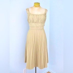 Anne Klein Khaki Pleated Formal/Event Dress.
